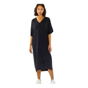 COS WOOL-MIX COLOUR-BLOCK Maxi DRESS IN GREEN Size Medium